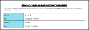 speech therapy schedule