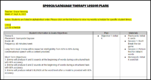 speech therapy lesson plan