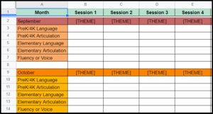 speech therapy year at a glance