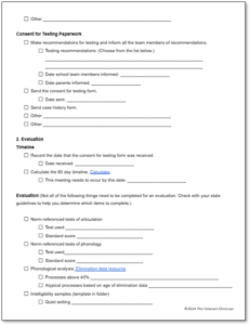 Articulation Assessment Checklist Speech Therapy