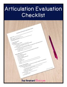 Articulation Evaluation Checklist Speech Therapy